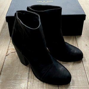 NEW Rag & Bone Classic Newbury Black Leather High Heel Ankle Boots Sz 5 M